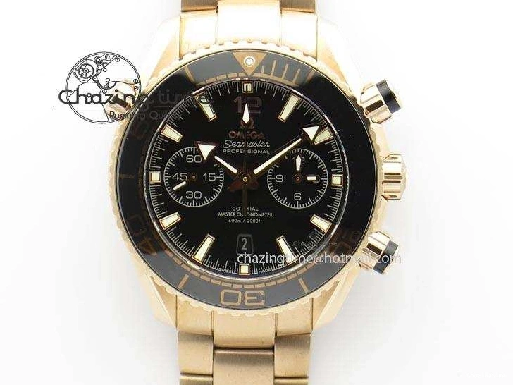 0601 Premium Seamaster Professional Chrono RG Black Ceramic Black Dial On RG Bracelet A 8212